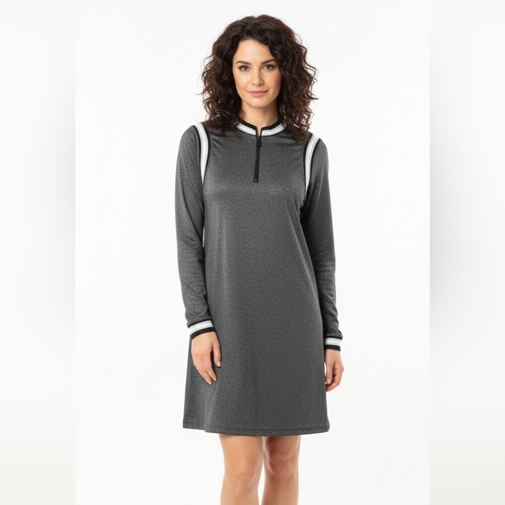 Boston Proper Women's Black Gray Long Sleeve Dress Large